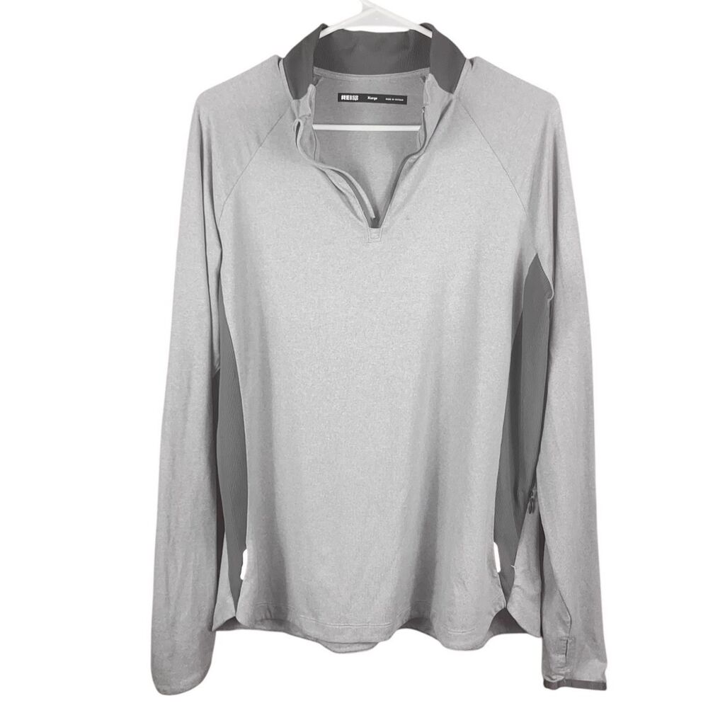 REI Co-op Mens Light Gray 1/4 Zip Pullover Thermal Base Layer Shirt Size XL